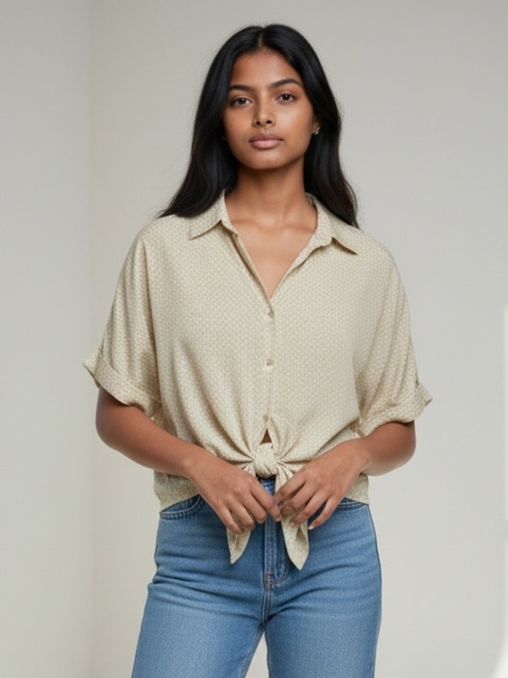 Nine West Green Tie-Front Blouse –‎ Size Medium
